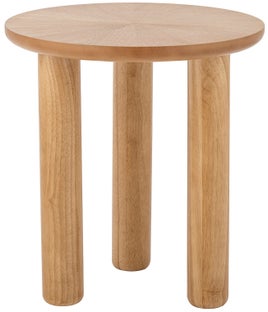 Stolik pomocniczy okrągły blat fornir dębowy nogi drewno kauczukowe Ø40 cm – obraz-1