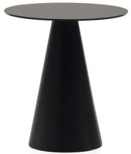 Stolik pomocniczy okrągły czarny matowy szkło hartowane i stal Ø50 cm – obraz-1