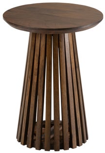 Stolik pomocniczy okrągły mały blat podstawa drewno mango brązowe Ø40x52 cm – obraz-1