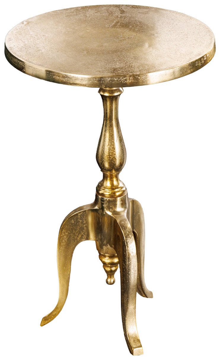 Stolik pomocniczy z metalowymi i aluminiowymi akcentami w kolorze złotym 35x55 cm – grafika-1.