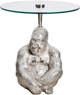 Stolik pomocniczy srebrny Goryl z transparentnym blatem szklanym 45x51 cm – grafika-1.