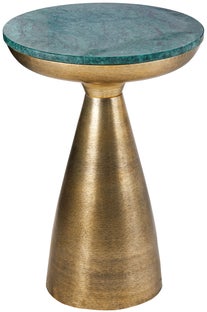 Stolik pomocniczy z antycznego złota i zielonego marmuru Ø40x57 cm – grafika-1.