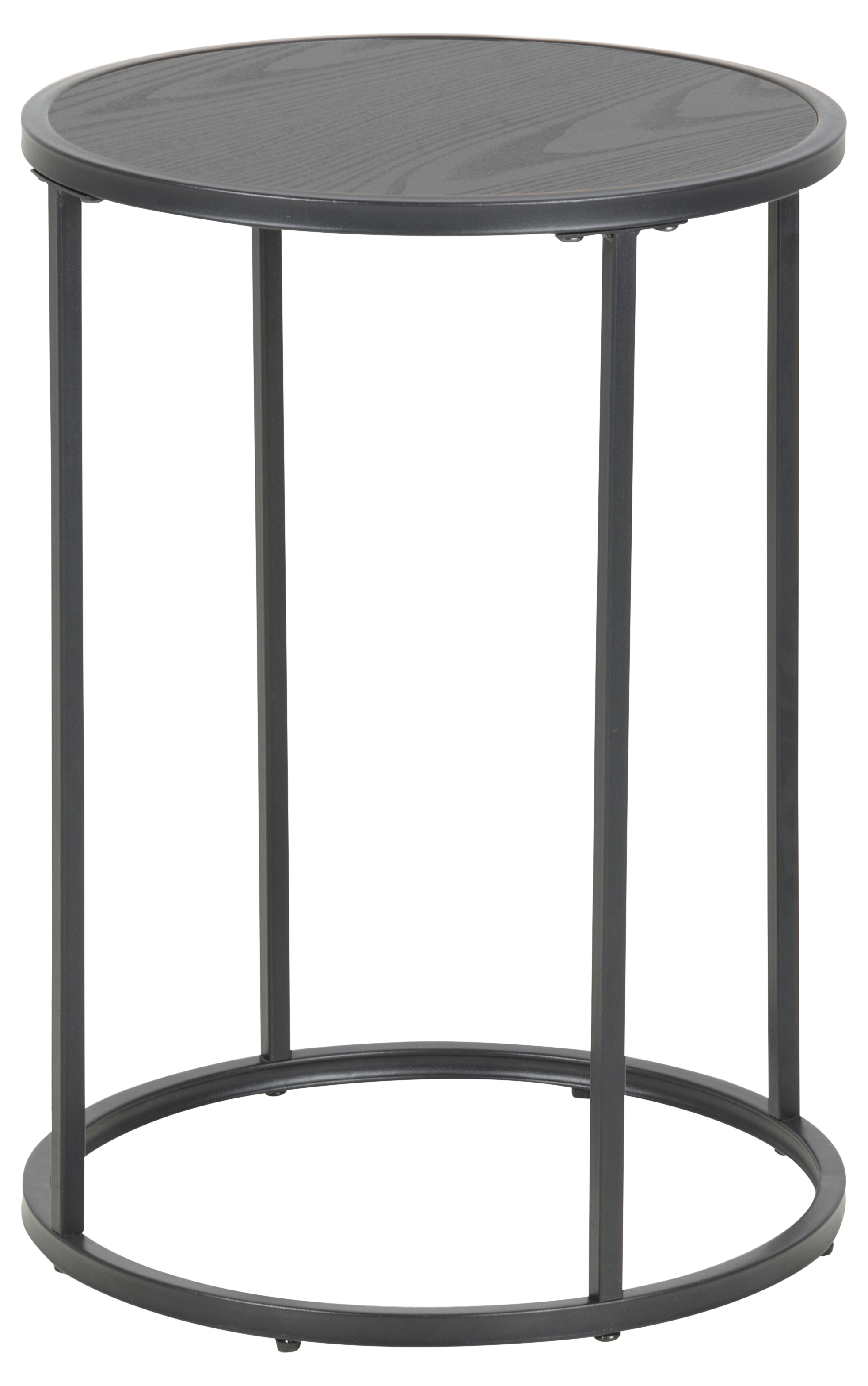 Stolik pomocniczy czarny blat drewniany Ø40x55 cm – obraz-1