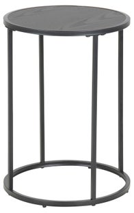 Czarny stolik pomocniczy z drewnianym blatem w stylu nowoczesnym – grafika-1.