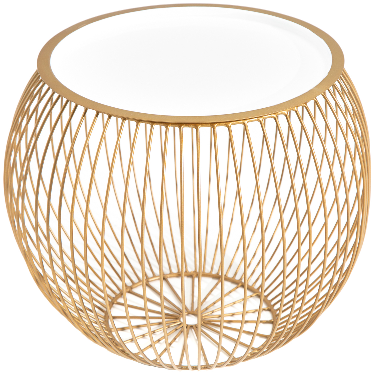 Biało-złoty metalowy stolik kawowy z unikalnym designem – grafika-1.