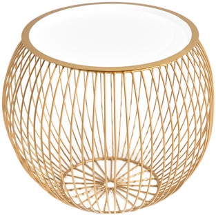 Biało-złoty metalowy stolik kawowy z unikalnym designem – grafika-1.