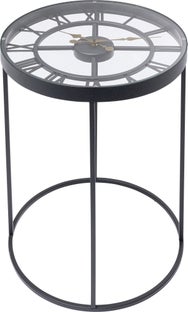 Stolik z zegarem czarny okrągły Ø42x56 cm – obraz-1