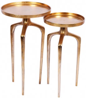 Zestaw stolików kawowych z aluminium w złotym kolorze o nowoczesnym stylu – grafika-1.