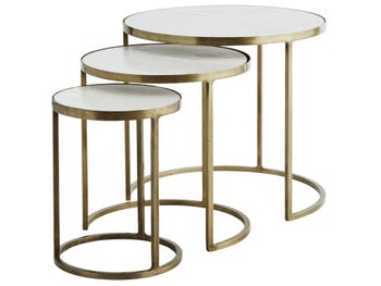 Zestaw trzech stolików kawowych Cassy mosiężne – obraz-1