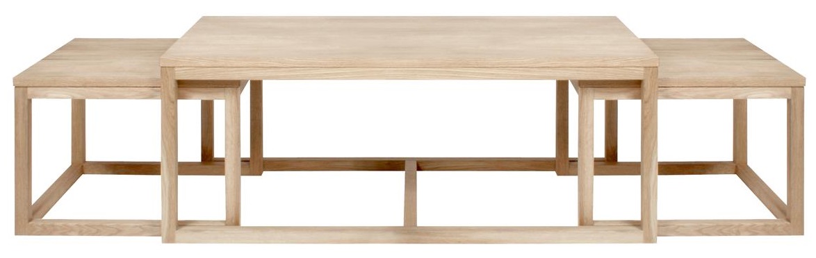 Zestaw trzech stolików kawowych drewniane rozsuwane – obraz-1