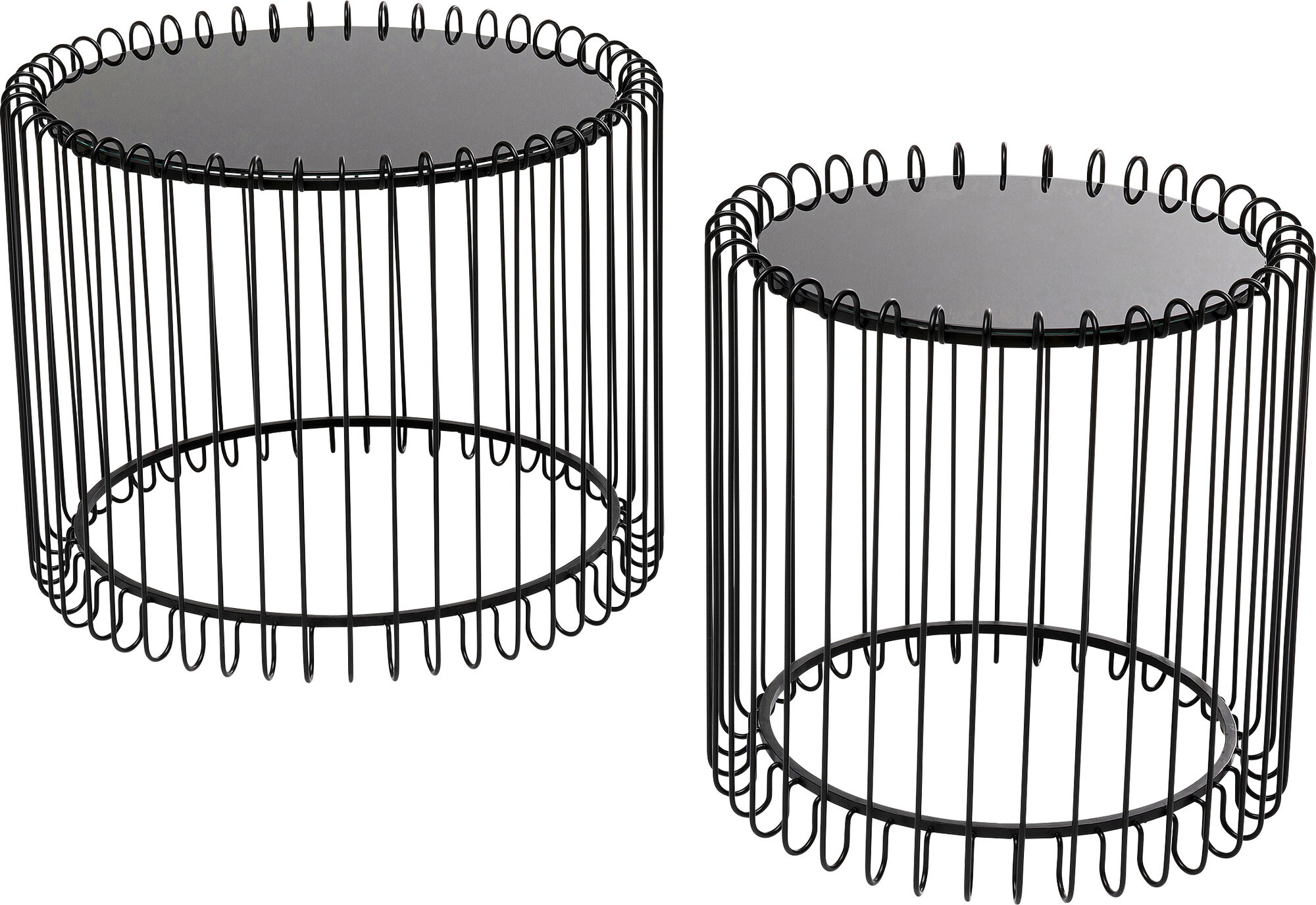 Stoliki kawowe czarne blaty szklane 2-set podstawa stal – grafika-1.