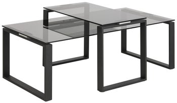Zestaw dwóch stolików kawowych blaty szklane przydymione nogi czarne – obraz-1
