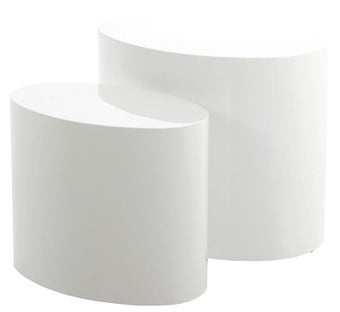 Zestaw owalnych stolików kawowych Actona w nowoczesnym stylu z białym wykończeniem – grafika-1.