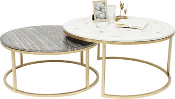 Set 2 Mese de Cafea din Marmura Mystic Round – imagine-1.