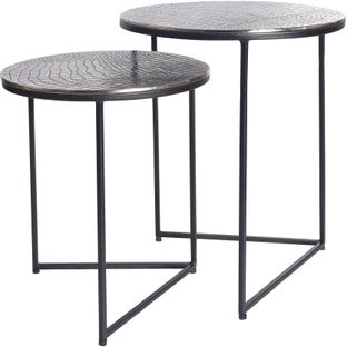 Stoliki kawowe w stylu nowoczesnym srebrne z czarnymi nogami Ø40 cm – grafika-1.