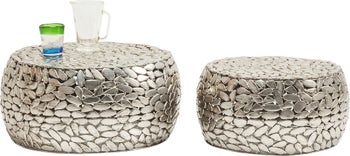 Set 2 Mese de cafea Pebbles Deluxe Argintii – imagine-1.