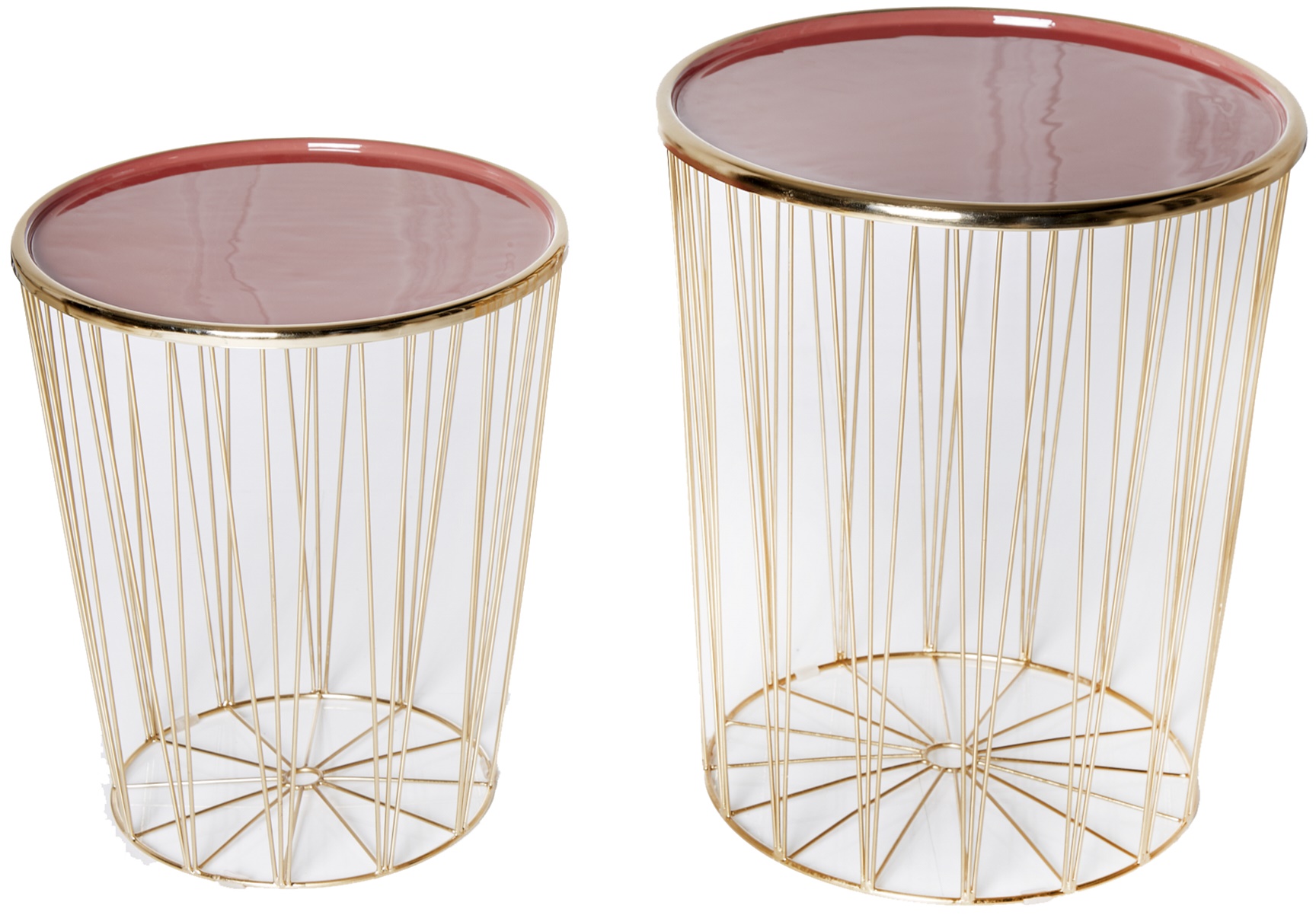 Zestaw dwóch stolików kawowych Storage koralowo-złote – obraz-1