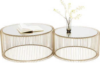 Set 2 Mese de Cafea Aurii Wire Brass  – imagine-1.