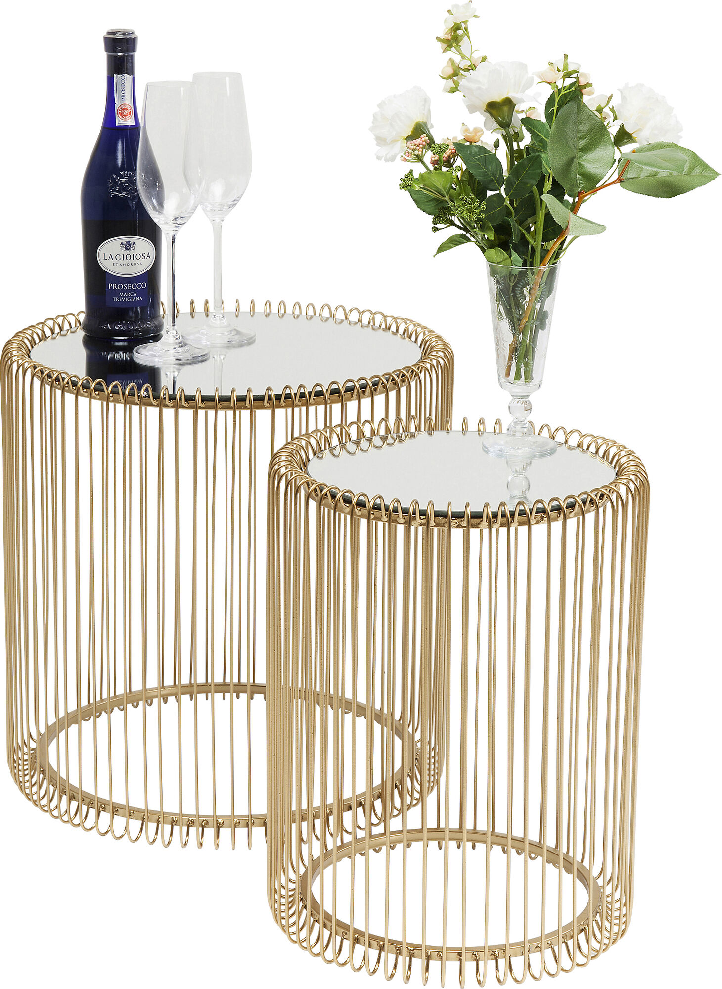 Set 2 Masute de cafea Wire Brass Aurii – imagine-1.