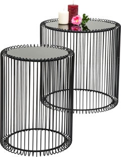Fekete Wire Lerakóasztal (2-es szett) 44Cm – kép-1.