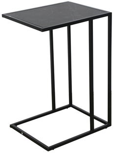 Stoliki pomocniczy czarny z blatem imitującym marmur do salonu – grafika-1.