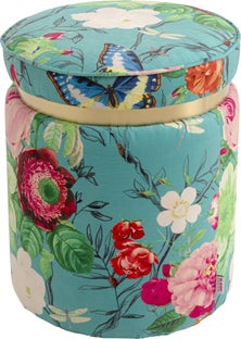 Pufa Flower Fever Niebieski Ø39cm – obraz-1