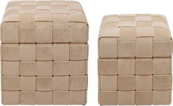 Pufa Weave Beżowy (2/Set) – obraz-1