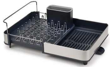 Suszarka do naczyń rozsuwana srebrno-czarna 32x37 cm – obraz-1