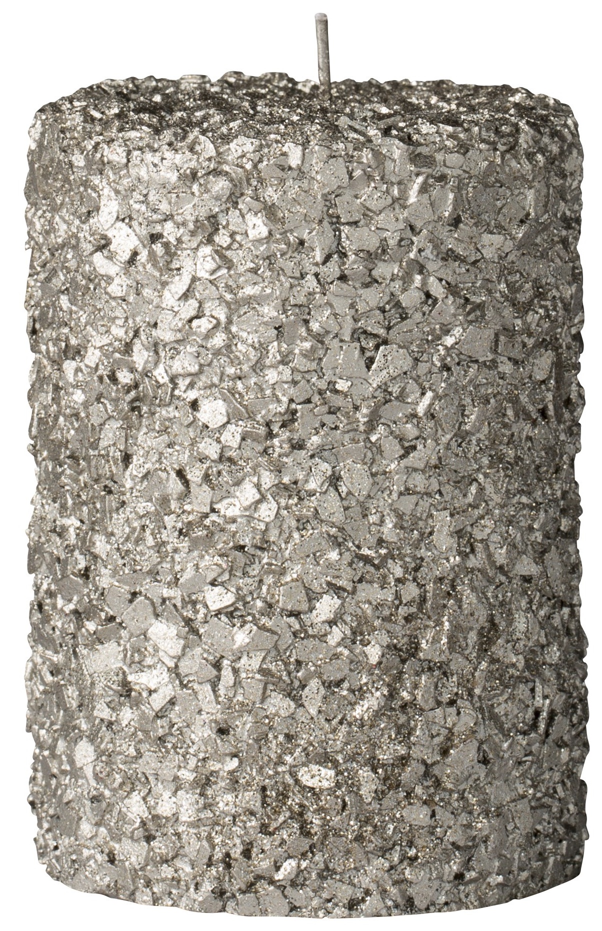 Świeca srebrna brokatowa Ø7x11 cm – obraz-1