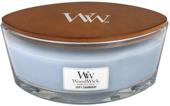 Świeca zapachowa Elipsa Woodwick Soft Chambray – obraz-1