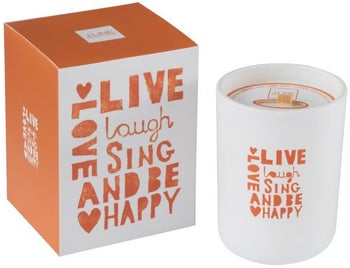 Świeca szklana zapachowa biała Ø9x12 cm – obraz-1