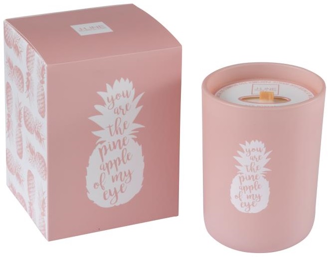 Świeca zapachowa Pineapple Ø9x12 cm różowa  – obraz-1
