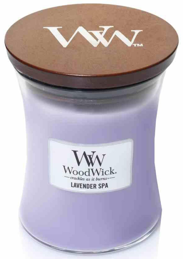 Świeca zapachowa średnia Woodwick Lavender Spa – obraz-1