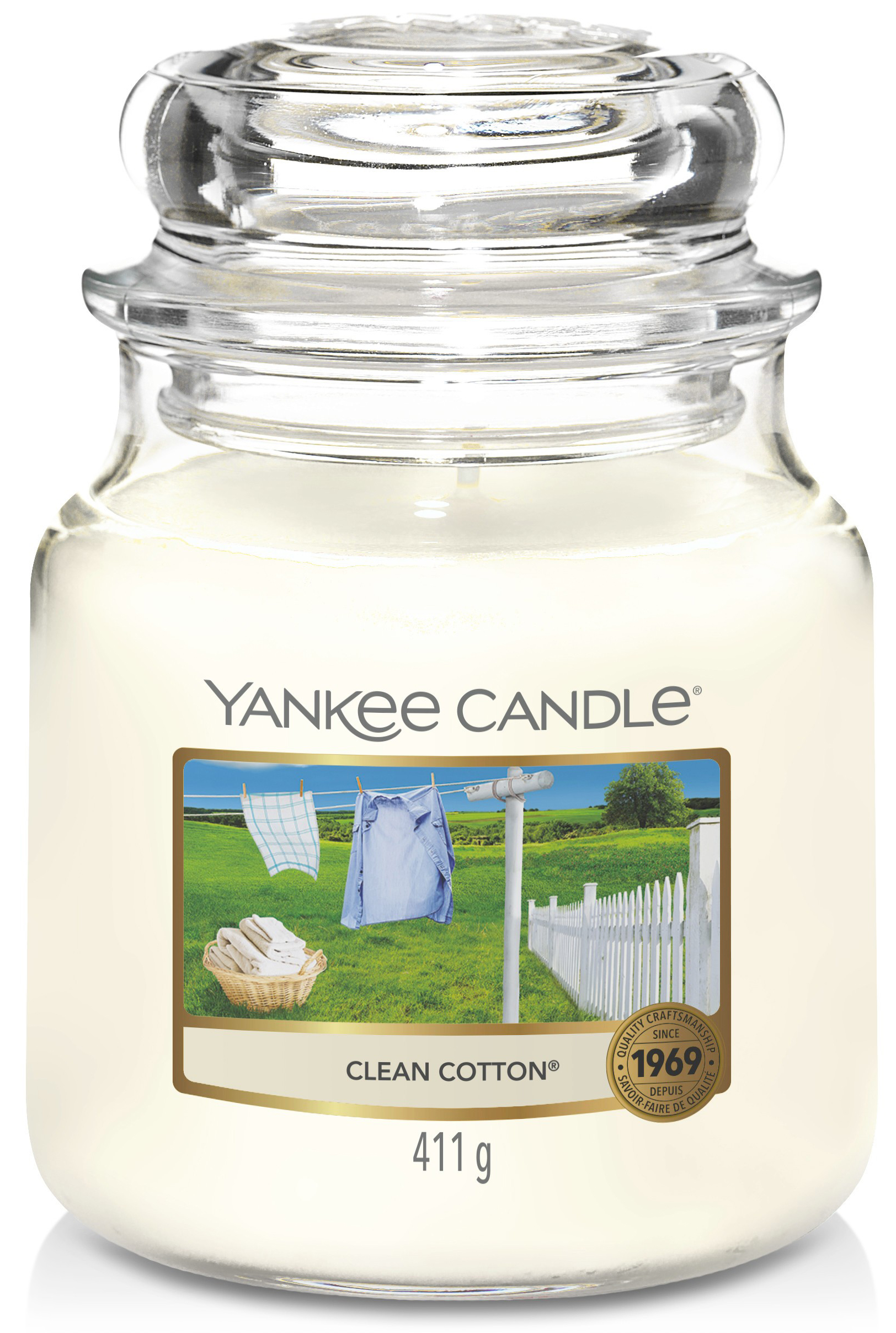 Świeca zapachowa średnia Yankee Candle Clean Cotton – obraz-1