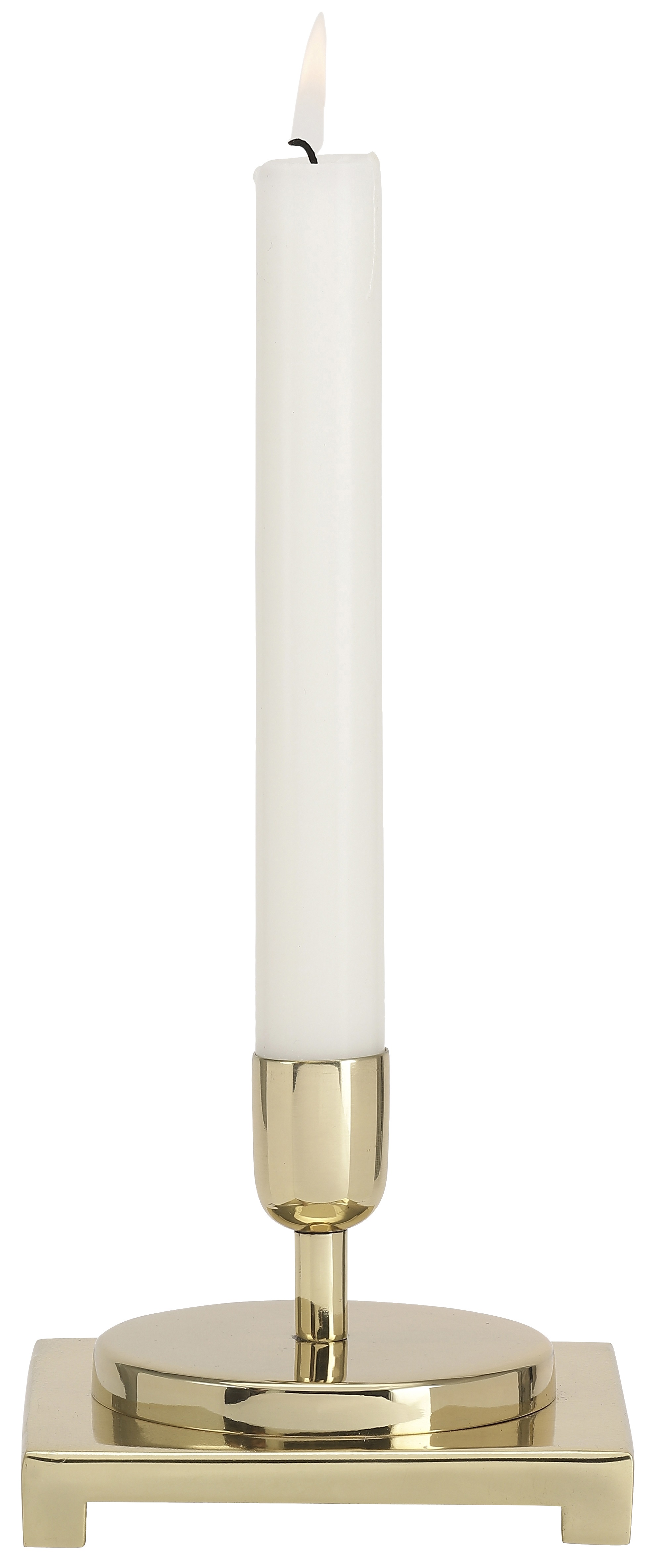 Świecznik metalowy złoty na 1 świece 11x11 cm – obraz-1