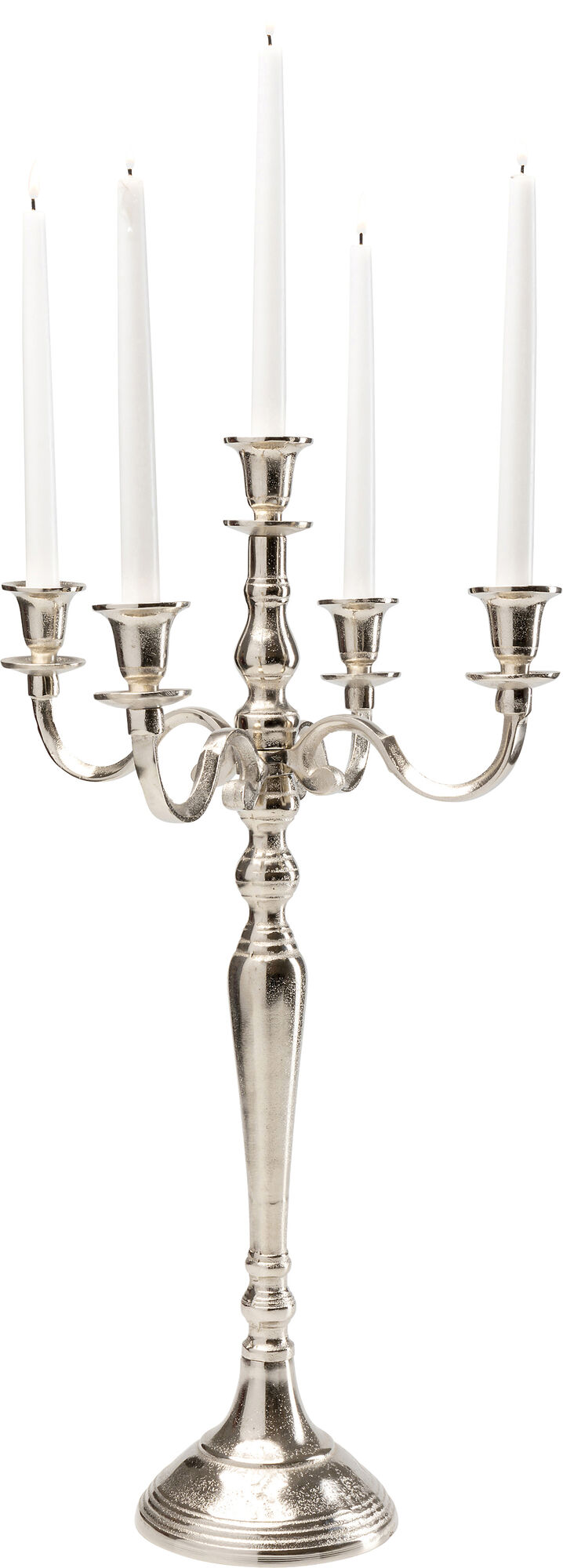 Świecznik aluminiowy srebrny na 5 świec 36x36 cm – obraz-1