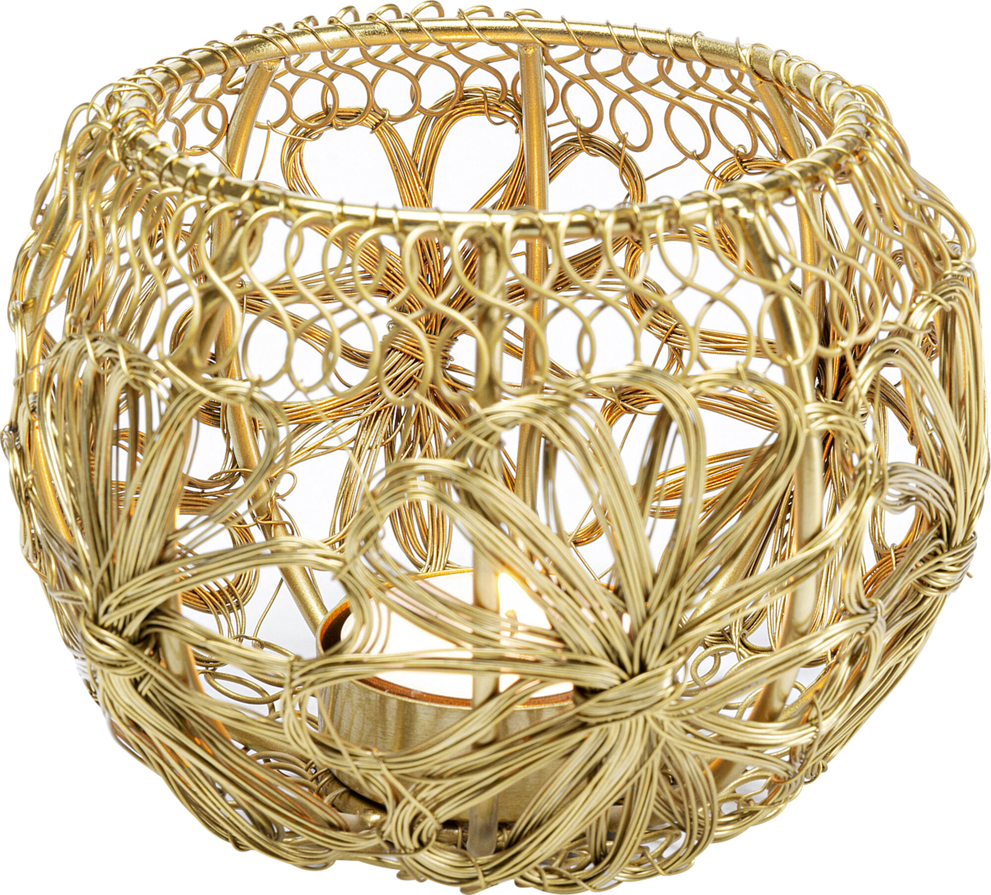 Świecznik ażurowy złoty Ø12x9 cm  – obraz-1