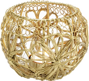 Świecznik ażurowy złoty Ø12x9 cm – obraz-1