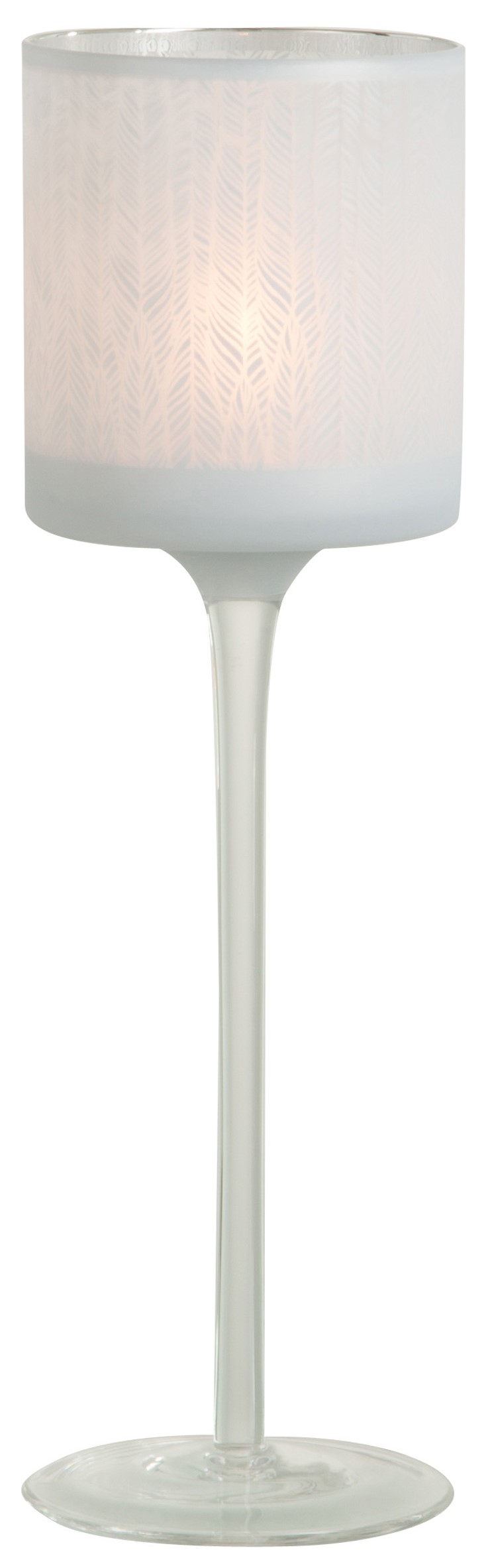 Świecznik szklany biały 9x9 cm – obraz-1