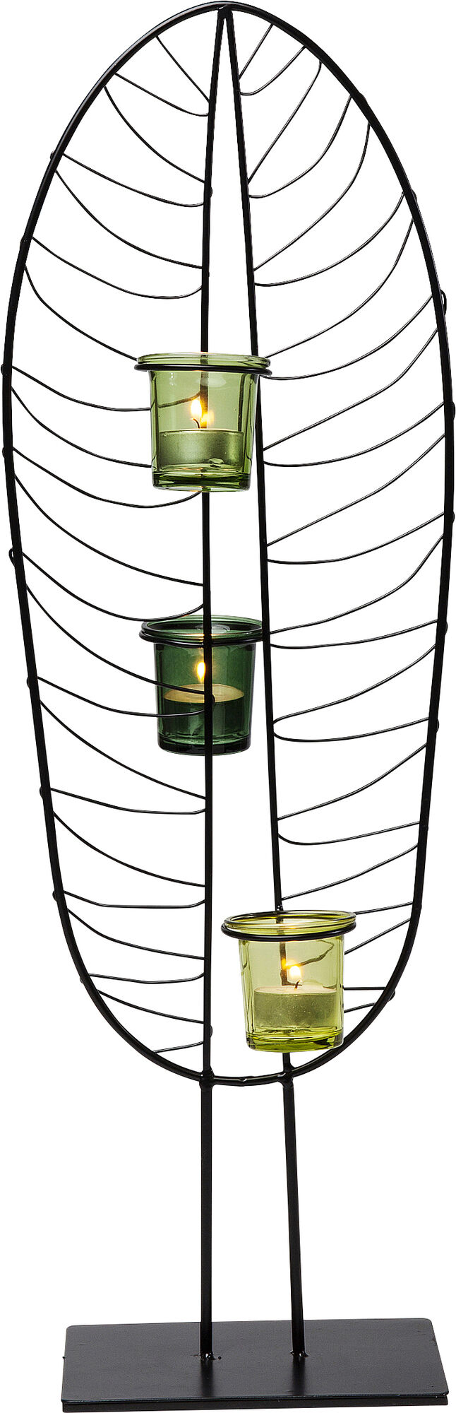 Świecznik metalowy czarny na 3 świece 21x11 cm – obraz-1
