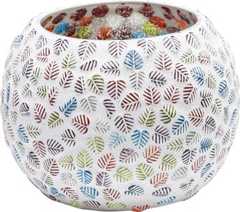 Świecznik Little Leaves Round ∅8x10 cm kolorowy – obraz-1