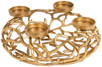 Świecznik na cztery świece metalowy złoty Ø38 cm – grafika-1.