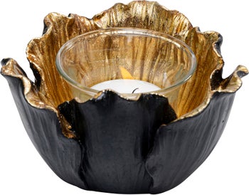 Žvakidė Flower Bloom Black Gold Ø10 – paveikslėlis-1.