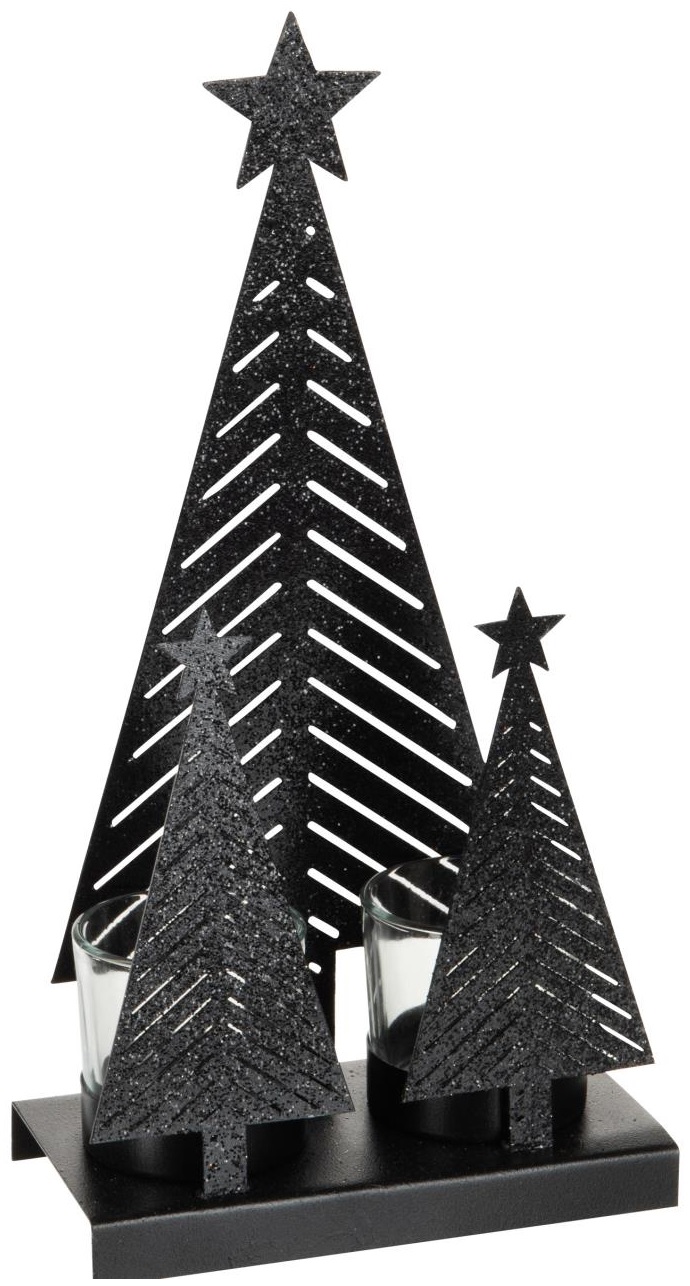 Świecznik na tealighty Glitter 14x27 cm czarny – obraz-1