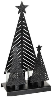 Świecznik na tealighty Glitter 14x27 cm czarny – obraz-1