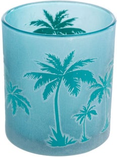 Świecznik szklany niebieski palmy Ø7x8 cm – obraz-1