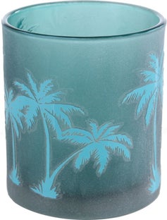 Świecznik szklany zielony palmy Ø7x8 cm – obraz-1