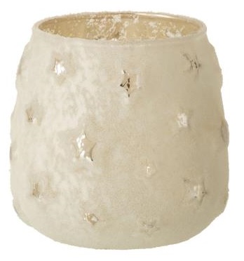 Świecznik szklany srebrny gwiazdki Ø12x11 cm – obraz-1