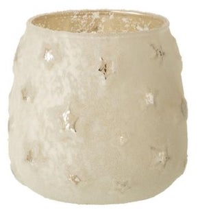 Świecznik szklany srebrny gwiazdki Ø12x11 cm – obraz-1