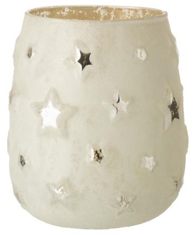 Świecznik szklany srebrny gwiazdki Ø13x15 cm – obraz-1